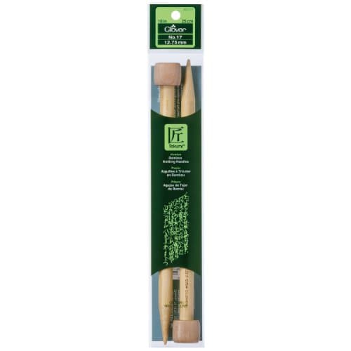 Clover Takumi Bamboo Single Point Needles, US 17 (12.75mm), 10in