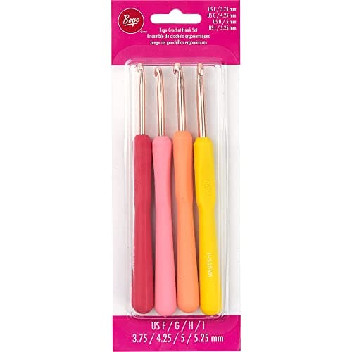 Boye Ergonomic Crochet Hook Set, Light and Medium Yarn (40-40044)