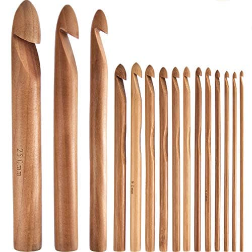 Hestya 15-Piece Bamboo Crochet Hook Set